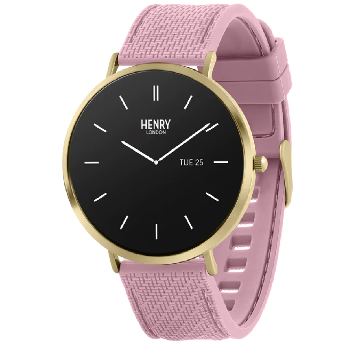 Henry London HSL016 智能手錶 (金色和腮紅色矽膠錶帶)